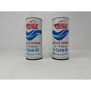 Vintage Chrysler Crew Outboard 50/1 Premium 2-Cycle Oil Cans Set of 2 1 Pint